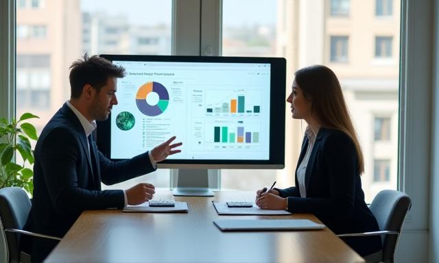 Reunión de equipo sobre estrategia de reportes financieros y sostenibles